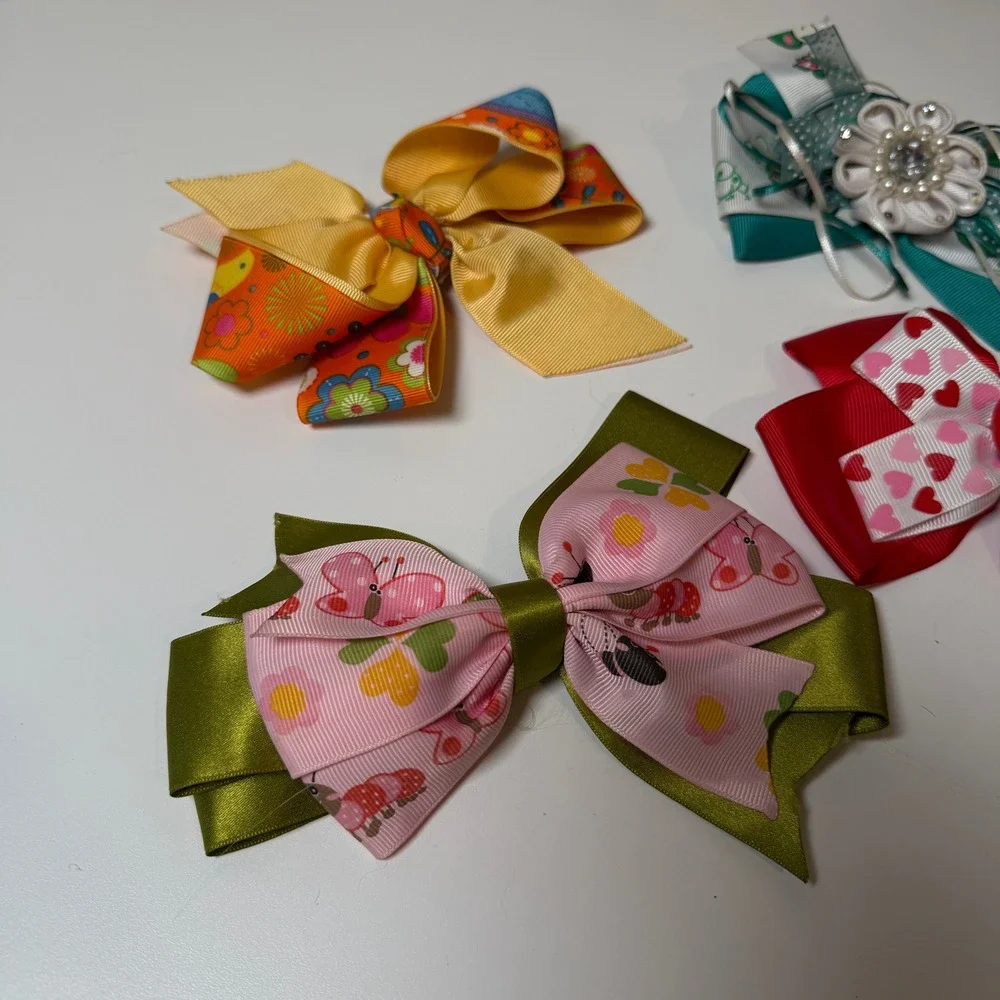 Kids Hair Bows Set 4 Piece Cute Butterfly Ladybug Heart‎ Theme Accessories